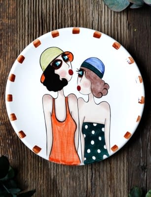 El Yapımı Tasarım Orta Boy Çini Tabak Meraklılar