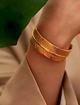 El Yapımı Altın Kaplama Tüy Tasarım Pirinç Bileklik