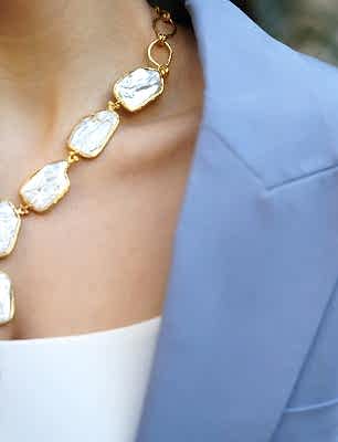 Barok İncili Altın Kaplama Pirinç El Yapımı Kolye