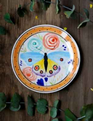 El Yapımı Tasarım Çini Tabak Kelebek