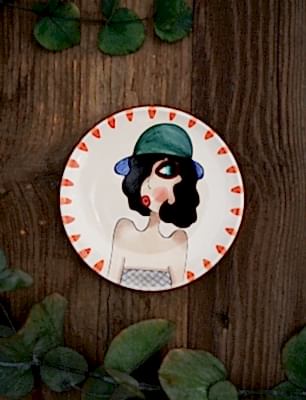 El Yapımı Tasarım Küçük Boy Çini Tabak Siyah