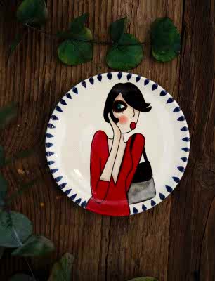 El Yapımı Tasarım Küçük Boy Çini Tabak Kırmızılı