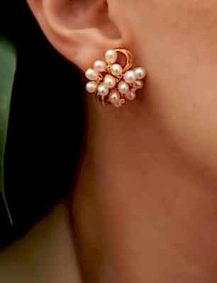 El Yapımı Tasarım Altın Kaplama Gümüş Küpe İnci