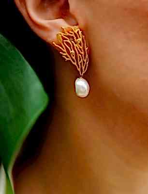 El Yapımı Tasarım İncili Gümüş Küpe