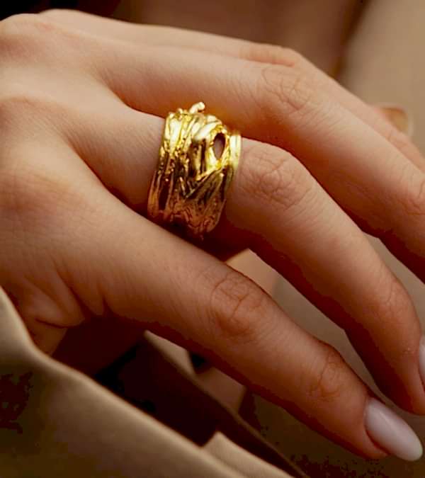 El Yapımı Altın Kaplama Pirinç Yüzük