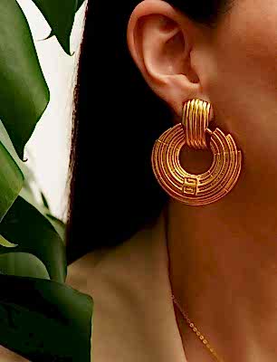 El Yapımı Tasarım Pirinç Küpe Altın Kaplama