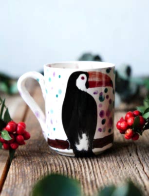 El Yapımı Çini Mug Tukan Kuşu