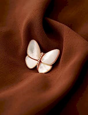 El Yapımı Tasarım Sedefli Gümüş Broş