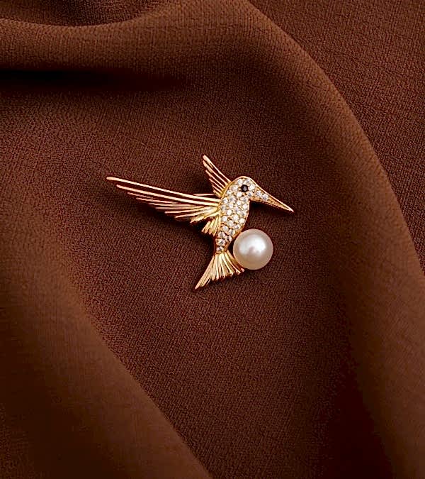 El Yapımı Tasarım Sinekkuşu Tasarımlı Gümüş Broş