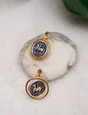 El Yapımı Para Tasarımlı Gümüş Küpe