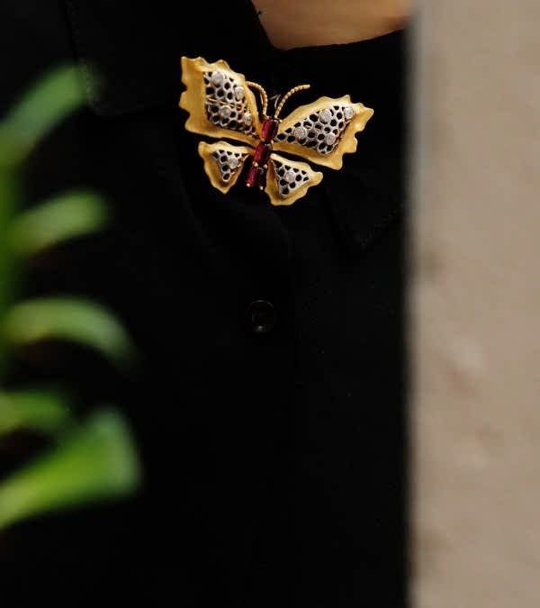 El Yapımı Kelebek Tasarımlı Gümüş Broş