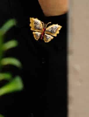 El Yapımı Kelebek Tasarımlı Gümüş Broş