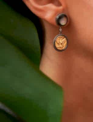 El Yapımı Tasarım Gümüş Küpe Sedef Taşlı