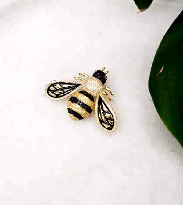 El Yapımı Tasarım Gümüş Broş Arı Tasarımlı