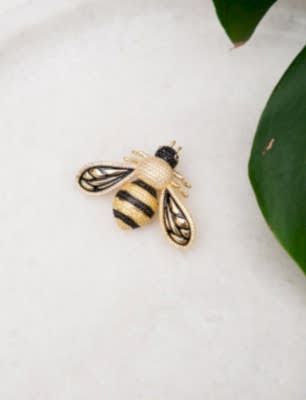 El Yapımı Tasarım Gümüş Broş Arı Tasarımlı