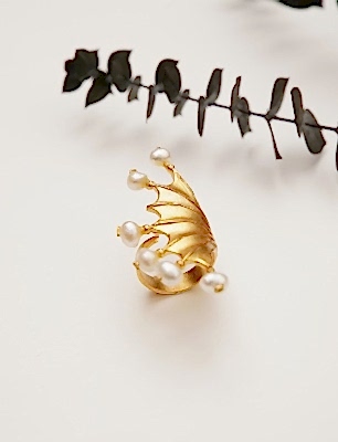 El Yapımı Tasarım Pirinç Yüzük İncili