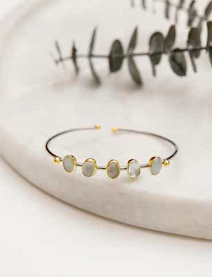 Akuamarin Taşlı El Yapımı Gümüş Bileklik