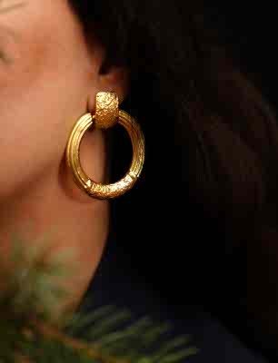 El Yapımı Altın Kaplama Pirinç Küpe