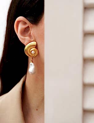 El Yapımı Pirinç Küpe İncili