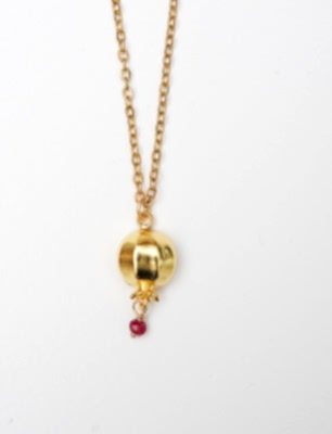 El Yapımı Altın Kaplama Nar Tasarımlı Pirinç Kolye