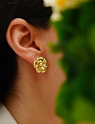 El Yapımı Tasarım İncili Pirinç Küpe