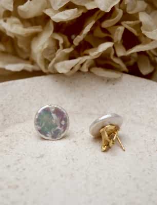 El Yapımı Tasarım İncili Gümüş Küpe