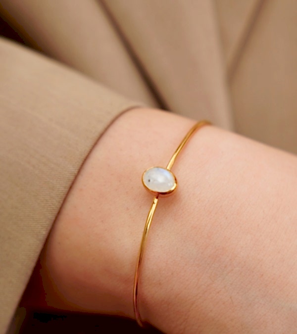 Ay Taşlı Gümüş Bileklik