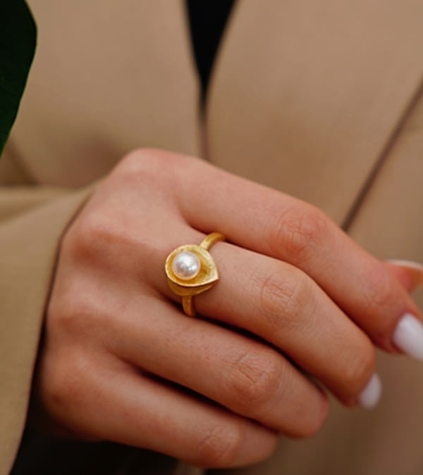 İncili Gümüş Yüzük