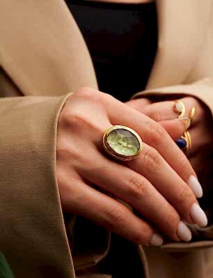 Handmade Design Gold Plated Brass Ring With Ancient Coin Design