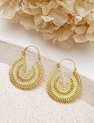 El Yapımı Geleneksel Tasarım Pirinç Küpe