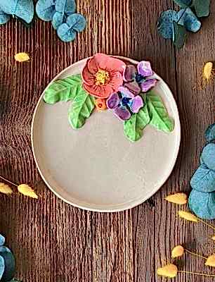 Pembe Çiçekli Pasta Tabak