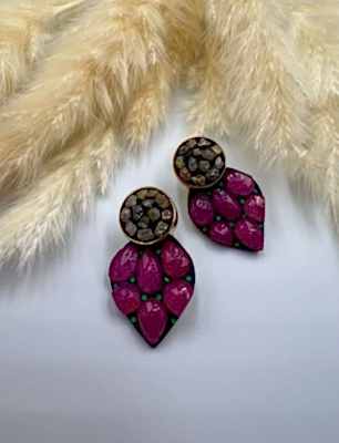 Elmas ve Turmalin Taşlı Gümüş Küpe