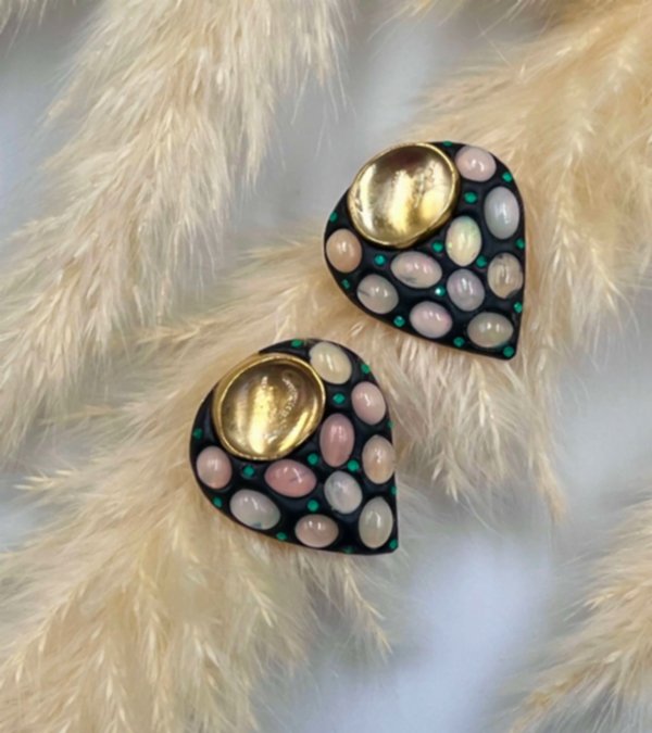 Opal ve Sitrin Taşlı Gümüş Küpe