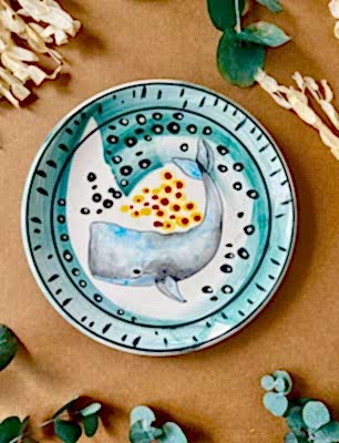 Özel Tasarım Çini Tabak Balina