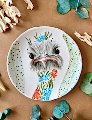 Özel Tasarım Çini Tabak Deve Kuşu