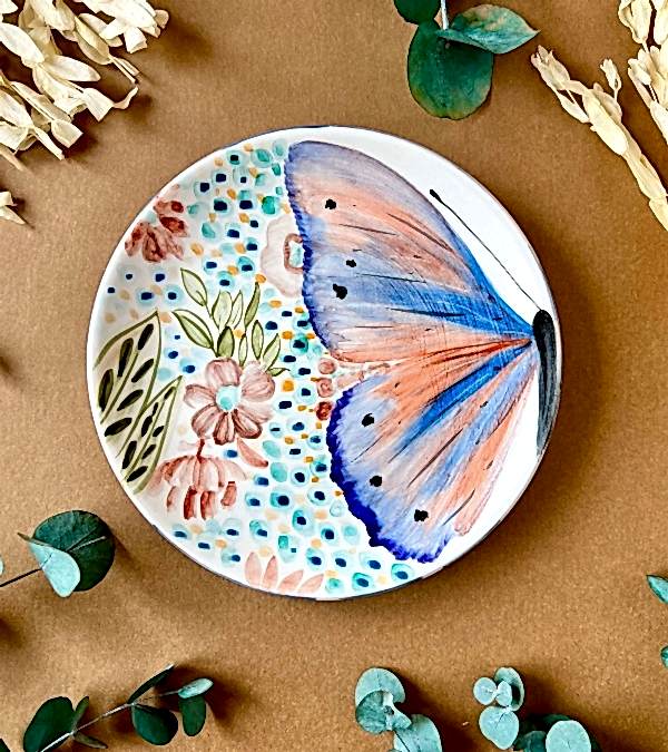 Özel Tasarım Çini Tabak Kelebek