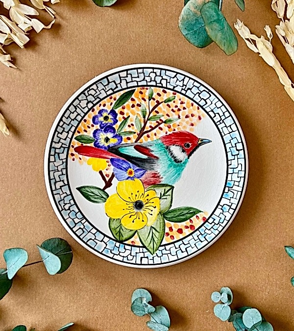 Özel Tasarım Çini Tabak Kuş