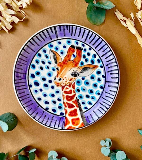 Özel Tasarım Çini Tabak Bebek Zürafa