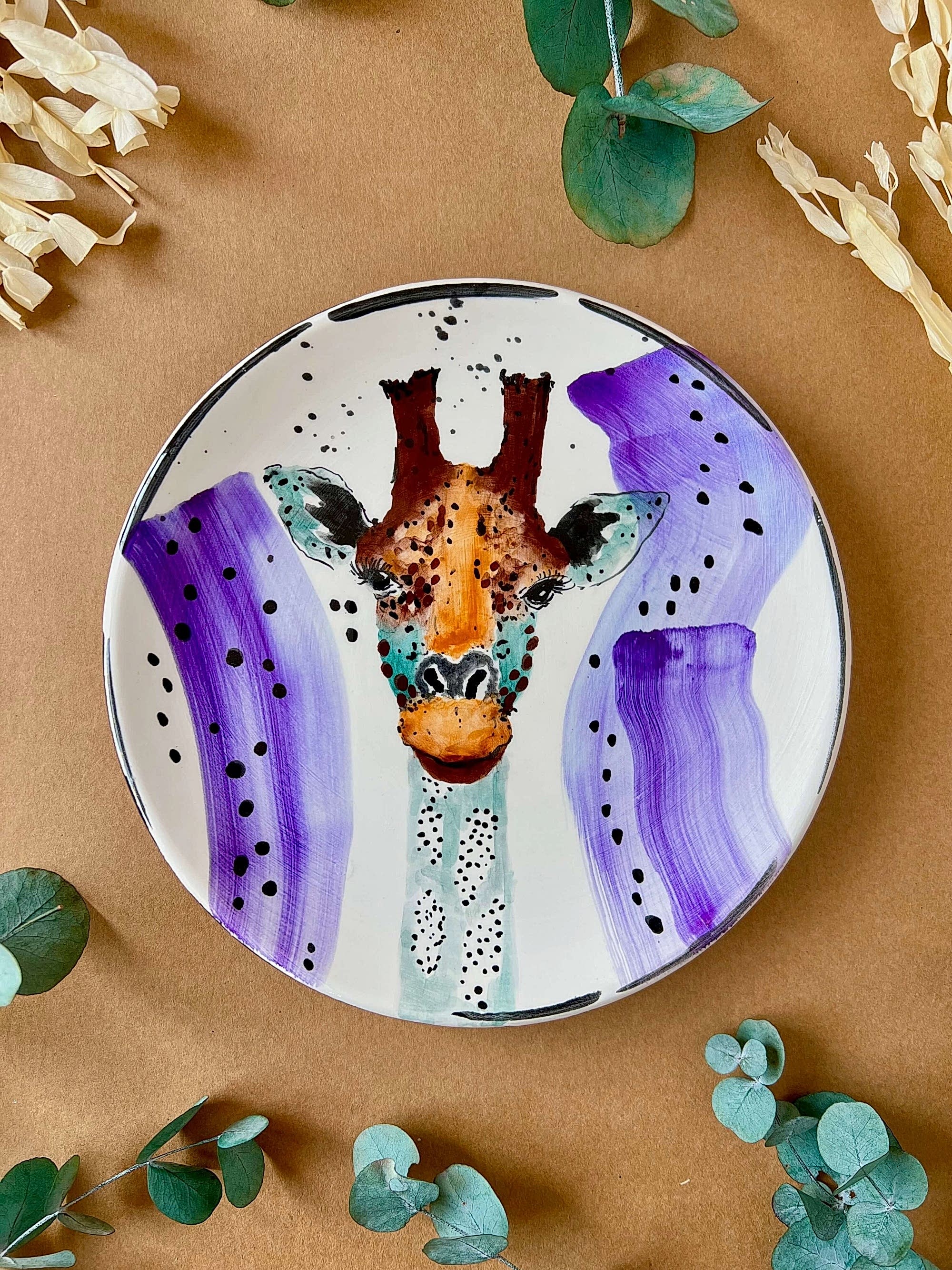 Özel Tasarım Çini Tabak Zürafa