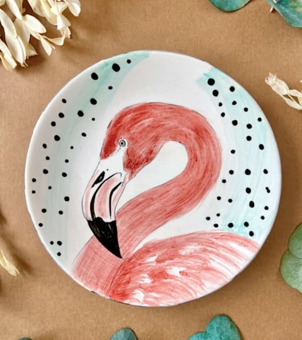 Özel Tasarım Çini Tabak Flamingo