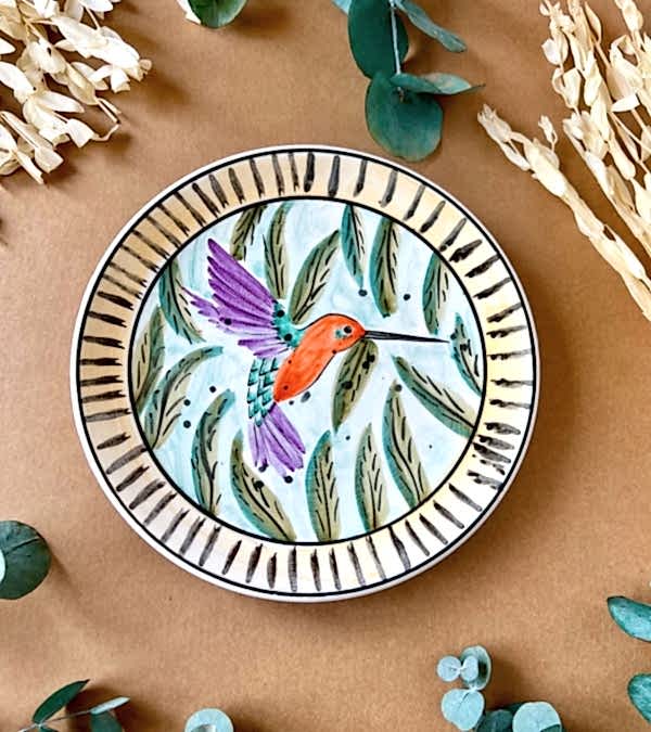 Özel Tasarım Çini Tabak Sinek Kuşu