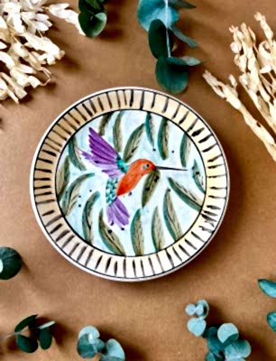 Özel Tasarım Çini Tabak Sinek Kuşu