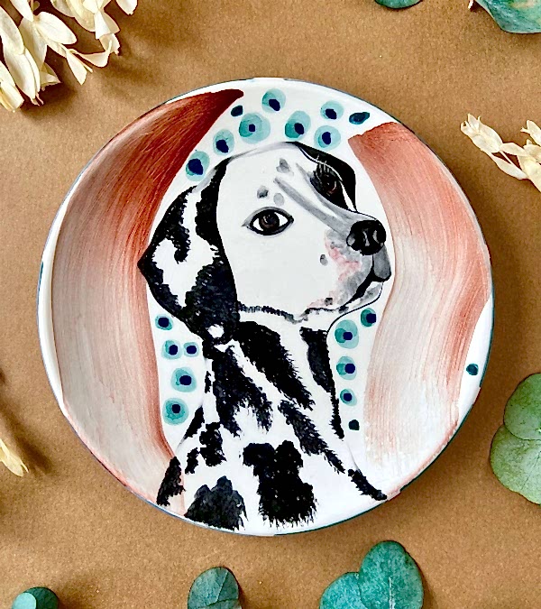 Özel Tasarım Çini Tabak Dalmaçyalı Köpek