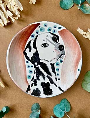 Özel Tasarım Çini Tabak Dalmaçyalı Köpek