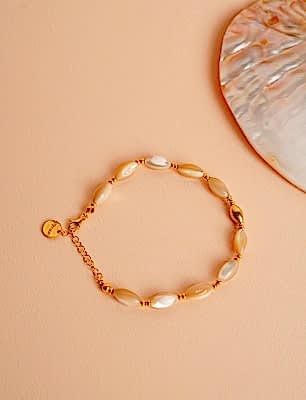 Sedef Taşlı Gümüş Bileklik