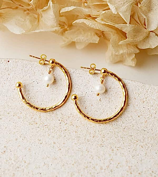 İncili Halka Gümüş Küpe