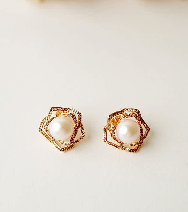 İnci ve Zirkon Taşlı Gümüş Küpe