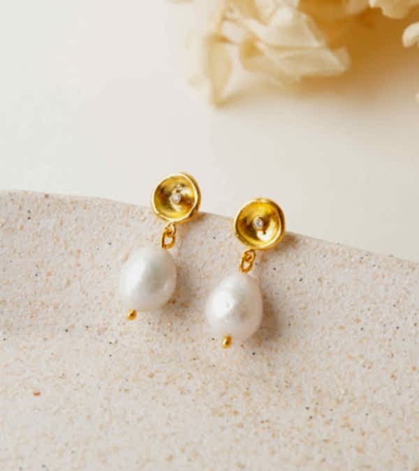 İnci ve Zirkon Gümüş Küpe