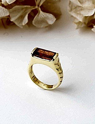 Turuncu Kyanit Taşlı Gümüş Yüzük