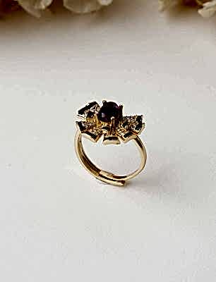 Garnet, Zirkon Taşlı Gümüş Yüzük